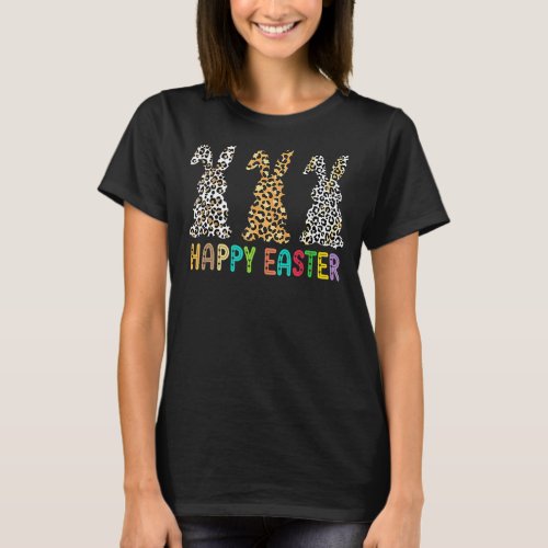 Leopard Happy Easter For Teen Girls Women Easter D T_Shirt