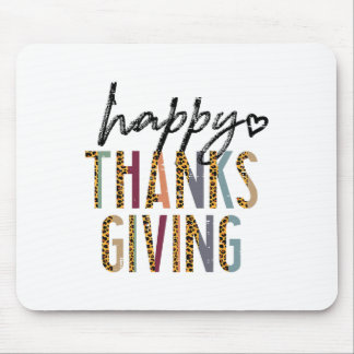Leopard Happy Thanksgiving Cute Fall Autumn Women Mouse Pad