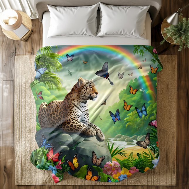Leopard Haven: Colorful Tropical Surroundings Duvet Cover (Creator Uploaded)