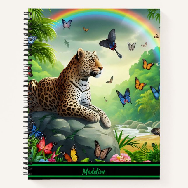 Leopard Haven: Colorful Tropical Surroundings Notebook (Front)