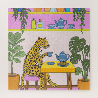 Leopard Having Tea Jigsaw Puzzle