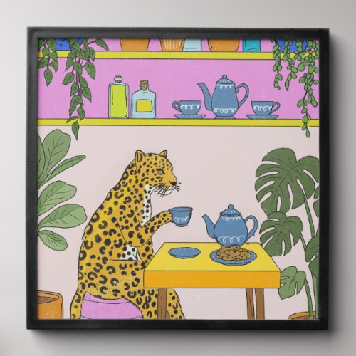 Leopard Having Tea Peel And Stick Photo Tile