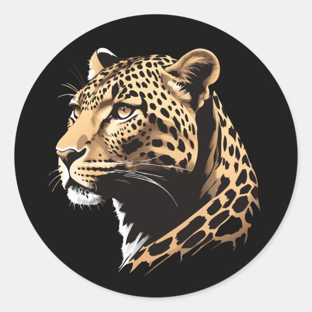 Leopard Head Classic Round Sticker (Front)