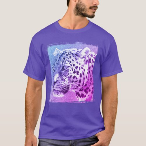 Leopard Head Modern Elegant Purple Template T_Shirt