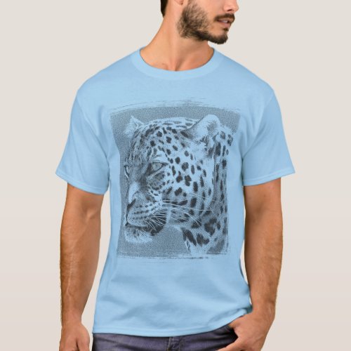 Leopard Head Modern Template Mens Light Blue T_Shirt