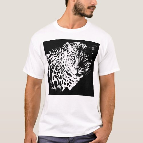 Leopard Head Pop Art Template Elegant Modern Mens T_Shirt