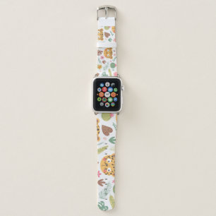 Leopard Head Tropical Plants Pattern Apple Watch Band