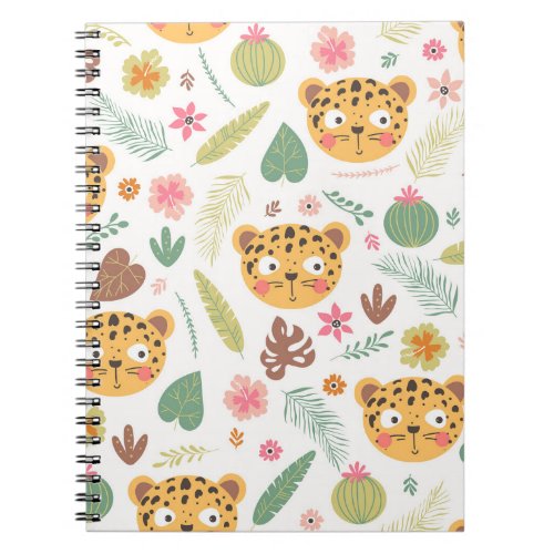 Leopard Head Tropical Plants Pattern Notebook