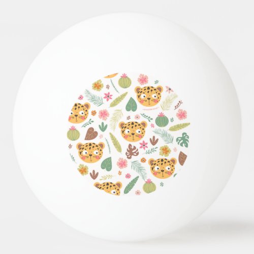 Leopard Head Tropical Plants Pattern Ping Pong Ball