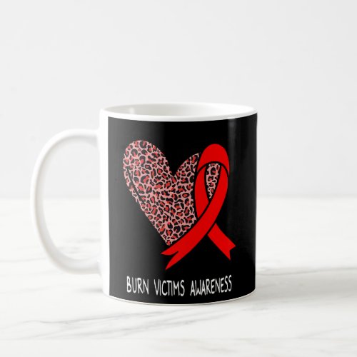 Leopard Heart Burn Victims Awareness Red Ribbon  Coffee Mug