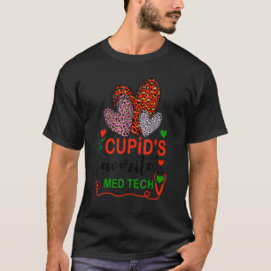 Leopard Heart Cupid S Favorite Med Tech Valentines T-Shirt