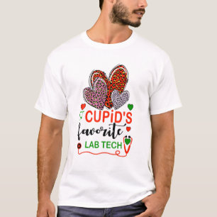 Leopard Heart Cupid's Favorite Lab Tech Valentines T-Shirt