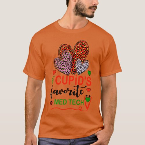 Leopard Heart Cupids Favorite Med Tech Valentines  T_Shirt