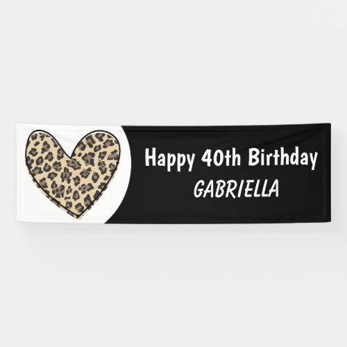 Leopard Heart Happy Birthday Banner