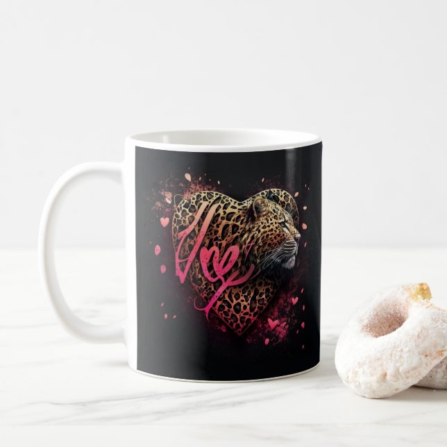 Leopard Heart Love Graffiti Art                    Coffee Mug (With Donut)