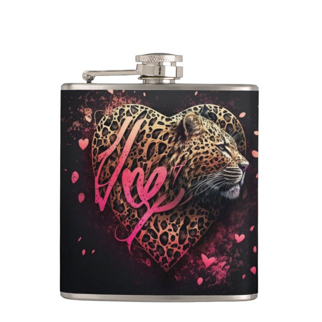 Leopard Heart Love Graffiti Art                    Flask (Front)