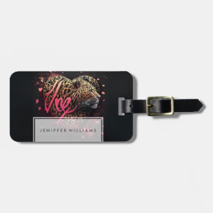 Leopard Heart Love Graffiti Art Luggage Tag