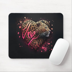 Leopard Heart Love Graffiti Art Mouse Pad