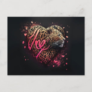 Leopard Heart Love Graffiti Art Postcard
