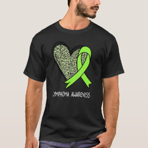 Leopard Heart Lymphoma Awareness Lime Green Ribbon T-Shirt