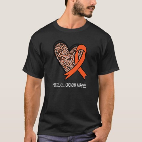 Leopard Heart Merkel Cell Carcinoma Awareness Oran T_Shirt