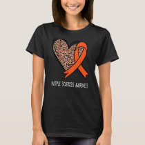 Leopard Heart Multiple Sclerosis Awareness Orange  T-Shirt