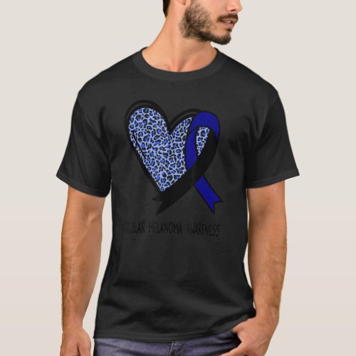 Leopard Heart Ocular Melanoma Awareness Black  Na T_Shirt