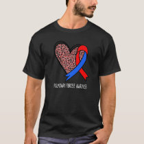 Leopard Heart Pulmonary Fibrosis Awareness Red & B T-Shirt