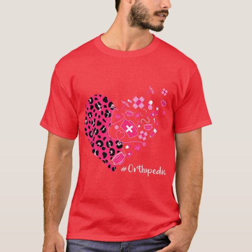 Leopard Heart Stethoscope Orthopedic Nurse Valenti T_Shirt