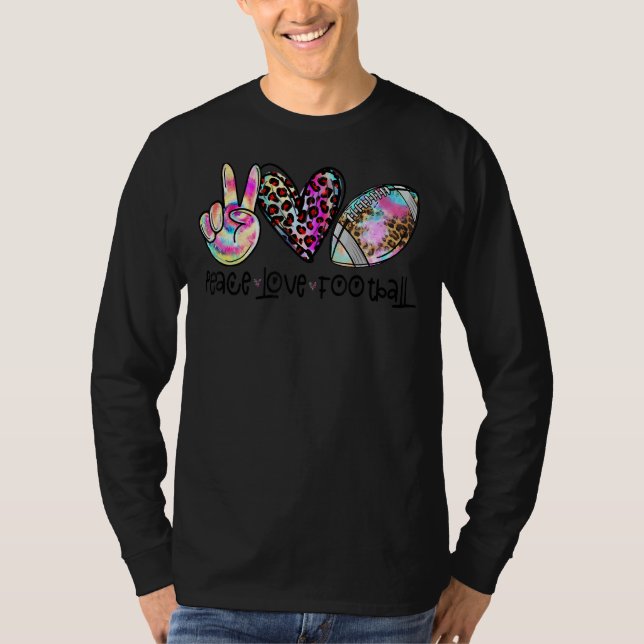 Leopard Heart Tie Dye Peace Love Football  Game Da T-Shirt (Front)