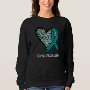 Leopard Heart Trigeminal Neuralgia Awareness Teal Sweatshirt