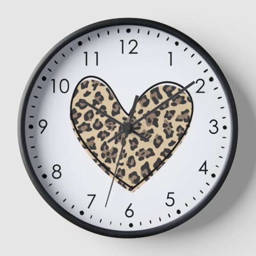 Leopard Heart Wall Clock