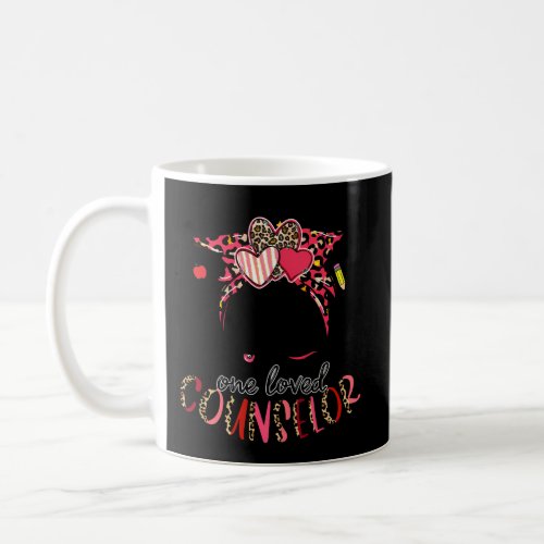 Leopard Hearts Messy Bun One Loved Counselor Day Coffee Mug