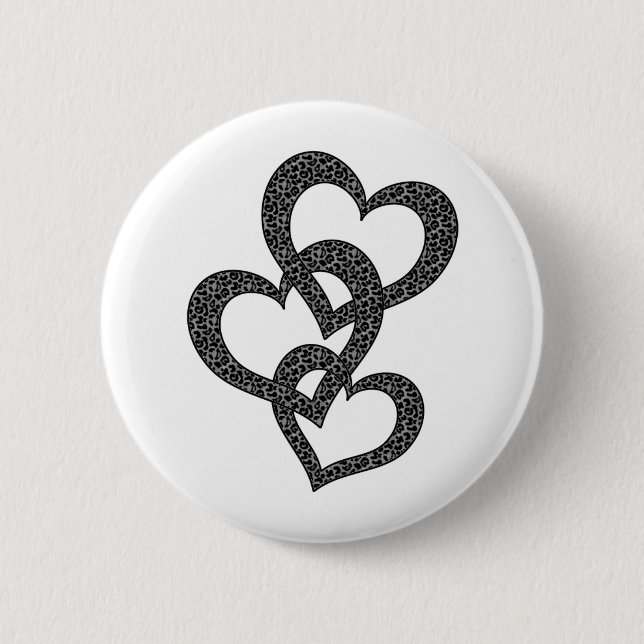 Leopard Hearts Pinback Button (Front)