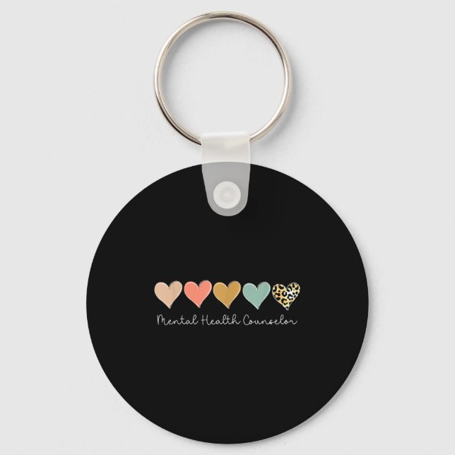 Leopard Hearts Valentine's Day For Mental Health C Keychain (Front)