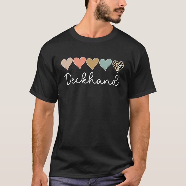 Leopard Hearts Valentine's day for Team Deckhand V T-Shirt (Front)