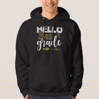 Leopard Hello 3rd Grade Back To School Teacher Stu Hoodie
