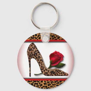 RED HIGH HEEL KEY CHAIN WITH RED POM POM –