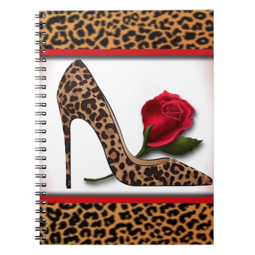 Leopard High Heel  Red Rose Notebook