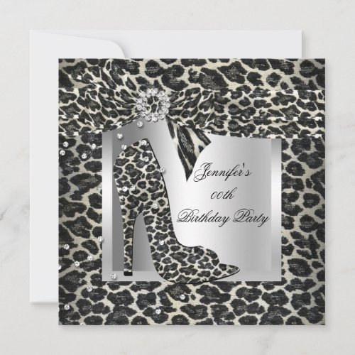 Leopard High Heel Shoe Birthday Party Invitation