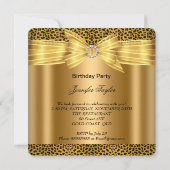 Leopard High Heels Shoes Gold Birthday Party Invitation (Back)