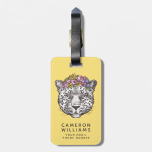 Leopard Hippie Chic   Add Your Name Luggage Tag