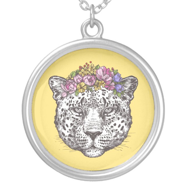 Leopard Hippie Chic Silver Plated Necklace (Front)
