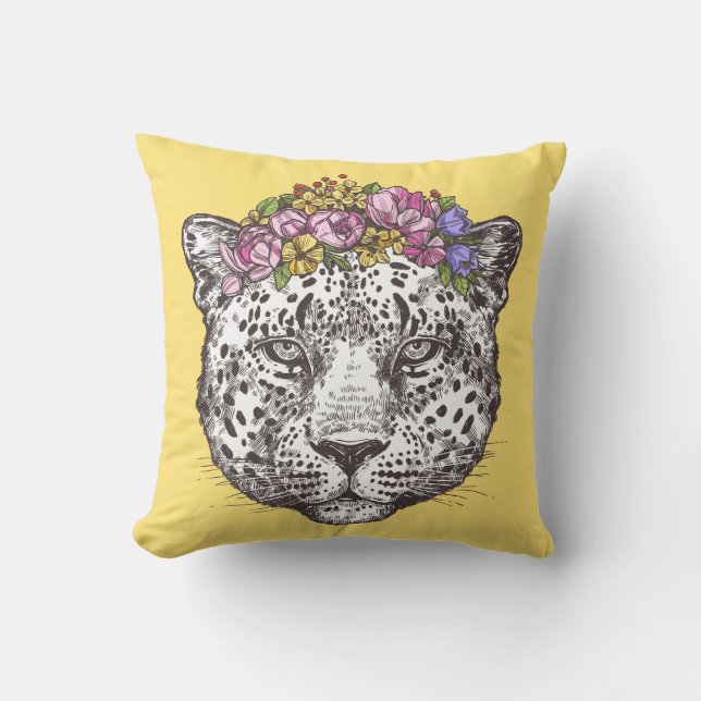 Leopard Hippie Chic Throw Pillow (Front)