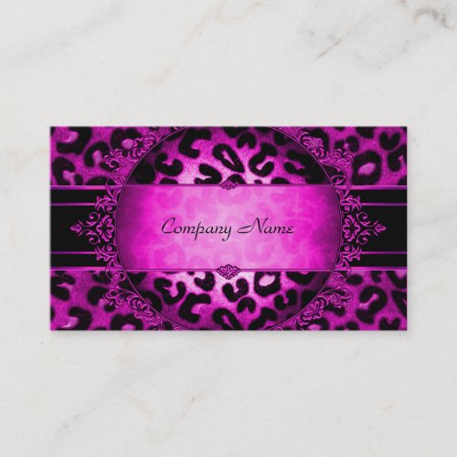 Leopard Hot Pink Black Boutique Card Elegant Business Card Template