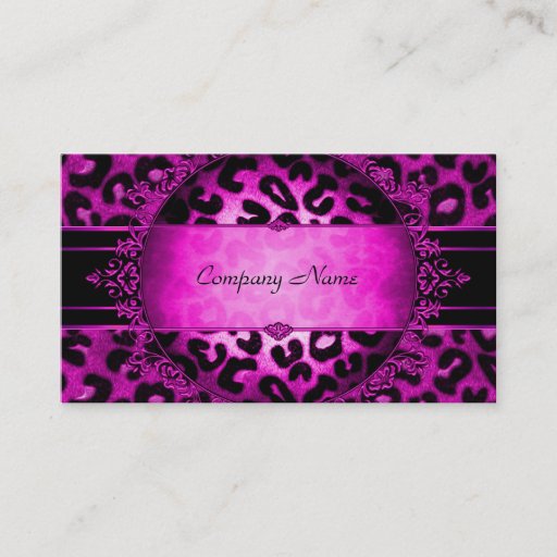 Customizable Leopard Hot Pink Black Boutique Card Elegant Business Card Template