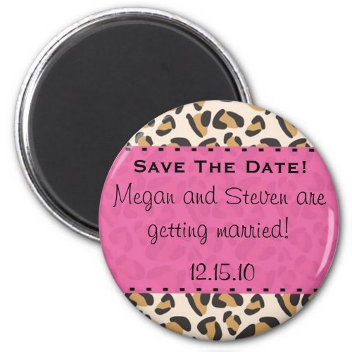 Leopard  Hot Pink Save the Date Magnets