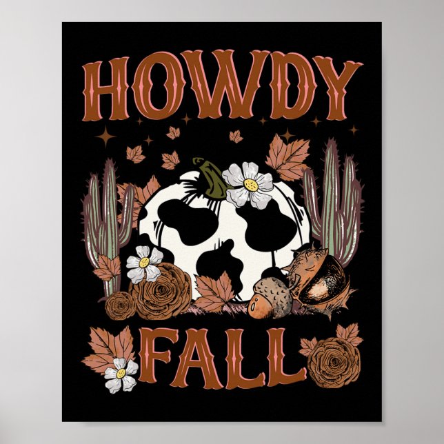 Leopard Howdy Fall Western Pumpkin Autumn Fall Tha Poster (Front)