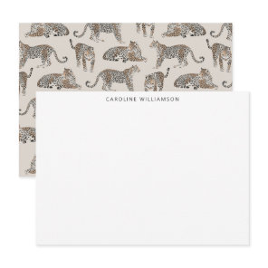 Leopard Illustrated Personalized Stationery Name Note Card