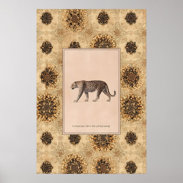 Leopard Illustration Poster Walking Big Cat Art (Front)